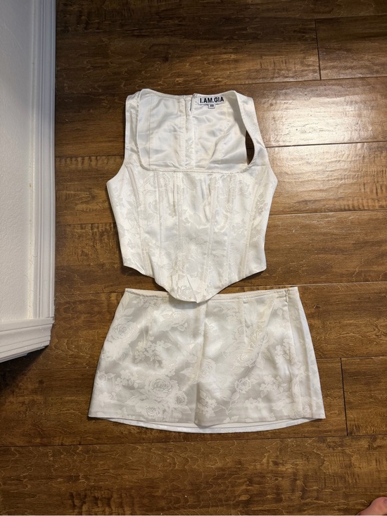 I.AM.GIA Dresses & Skirts - I.AM.GIA White Floral Brocade Mini Skirt Set